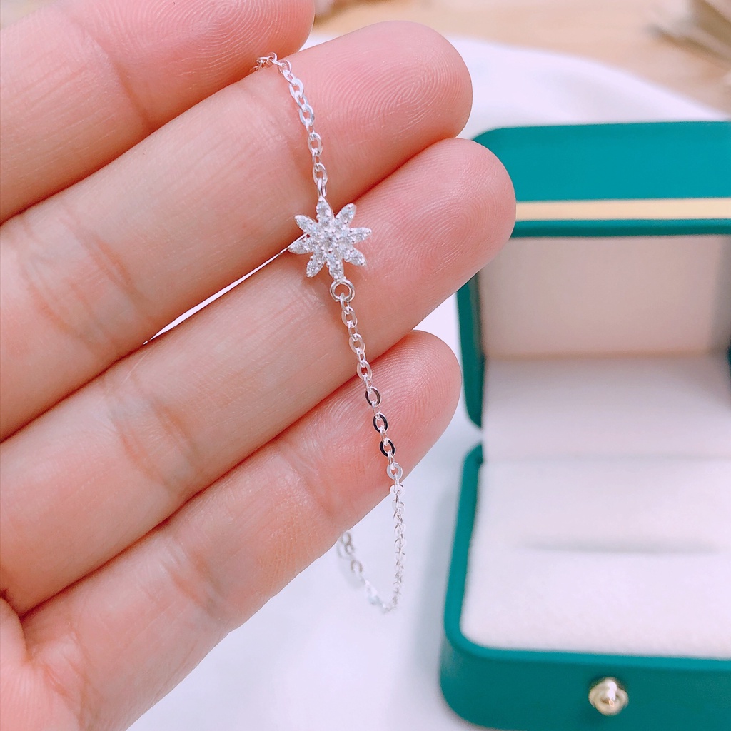 Lắc tay nữ bạc ta Bibi silver, lắc tay hoa tuyết gắn đá nhỏ xinh xắn nhẹ nhàng