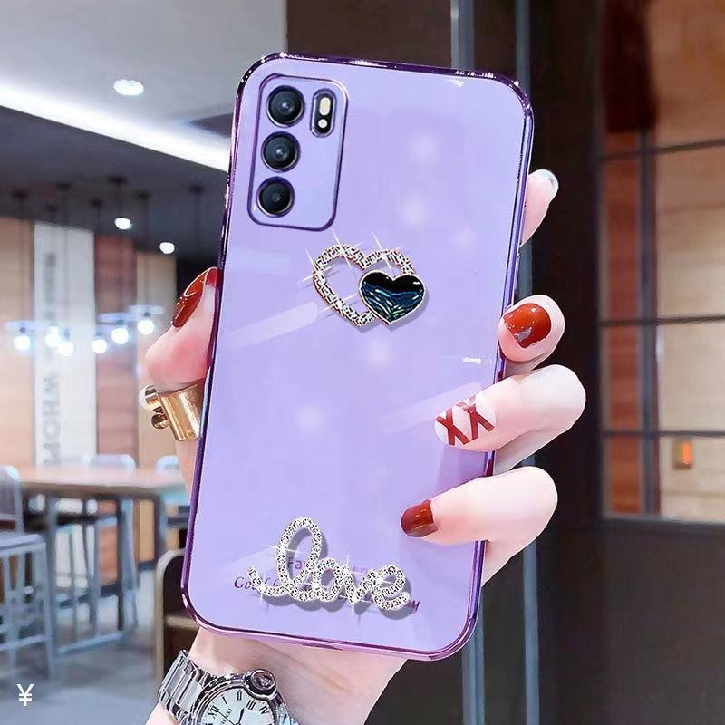 Ốp Điện Thoại Mềm Mạ Hình Trái Tim Lấp Lánh Cho Realme 8i 9i 9 Pro Plus C35 7 5 6 Pro