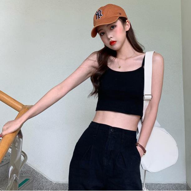 Áo hai dây croptop nữ dáng ôm siêu xịn xò, áo 2 dây nữ croptop đẹp vải cotton co dãn