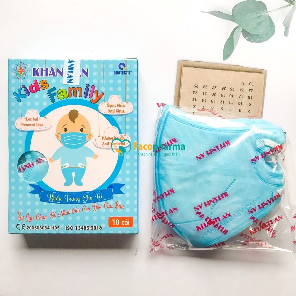 Combo 10 hộp khẩu trang cho bé 3d mask trẻ em kháng khuẩn em bé hộp 10 cái Khánh An size M x10KA3DCM2