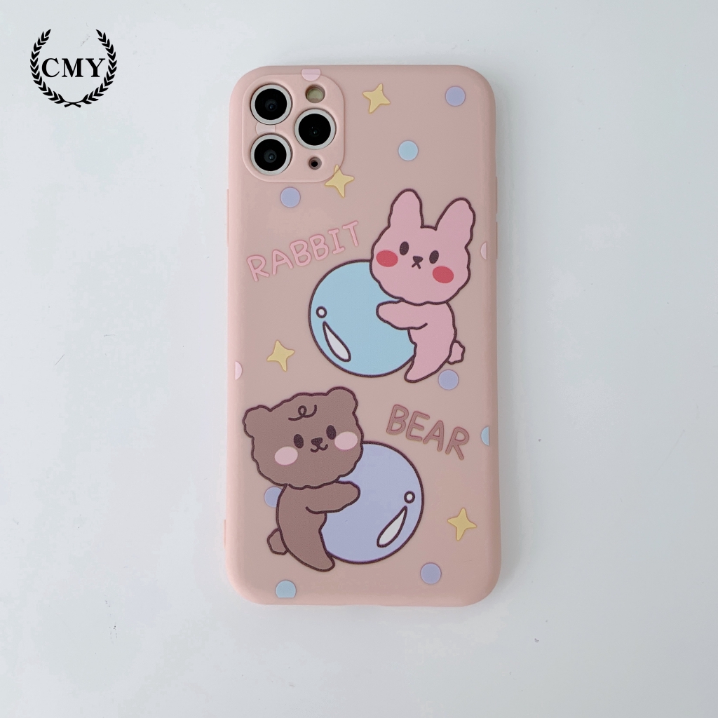 Ốp điện thoại in hình gấu và thỏ hoạt hình dễ thương cho iPhone 11/11Pro 11Pro Max X XR XS XS MAX 7 8 Plus SE | BigBuy360 - bigbuy360.vn