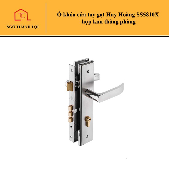 Ổ khóa cửa tay gạt thông phòng con voi Huy Hoàng SS5810X inox bạc