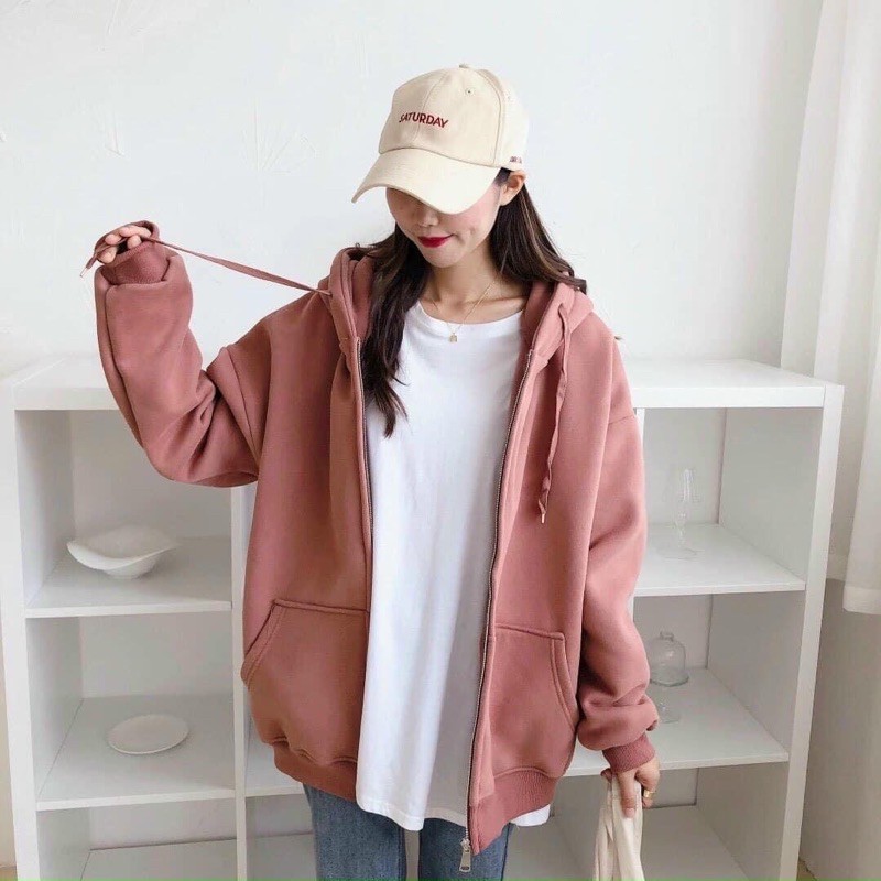 Áo khoác mũ khoá trơn ( quảng châu 205k)