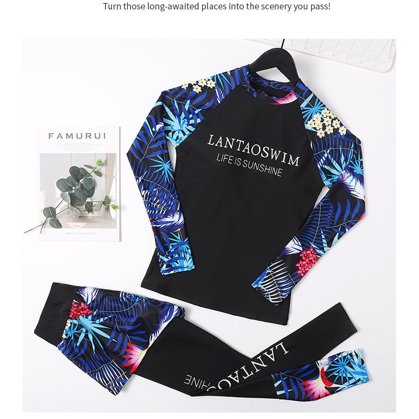 Đồ bơi nữ tay dài quần dài liền quần đùi 03