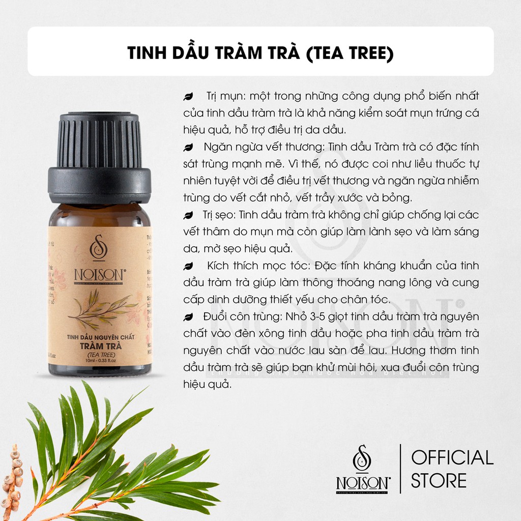 [BÌNH 500ML] Tinh dầu Tràm Trà Noison | Tea Tree Essential Oil | Nhập khẩu Ấn Độ