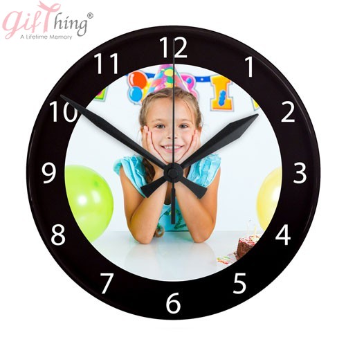 Gifthing Black Edge Wall Clock Personalized Picture Printed Round 8inch Clock