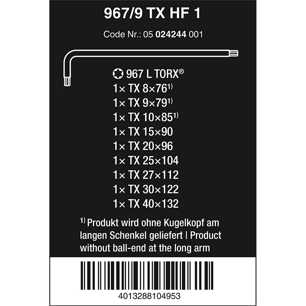 🇩🇪Wera - Germany🇩🇪 Bộ lục giác bông (hoa thị) 967/9 TX HF 1