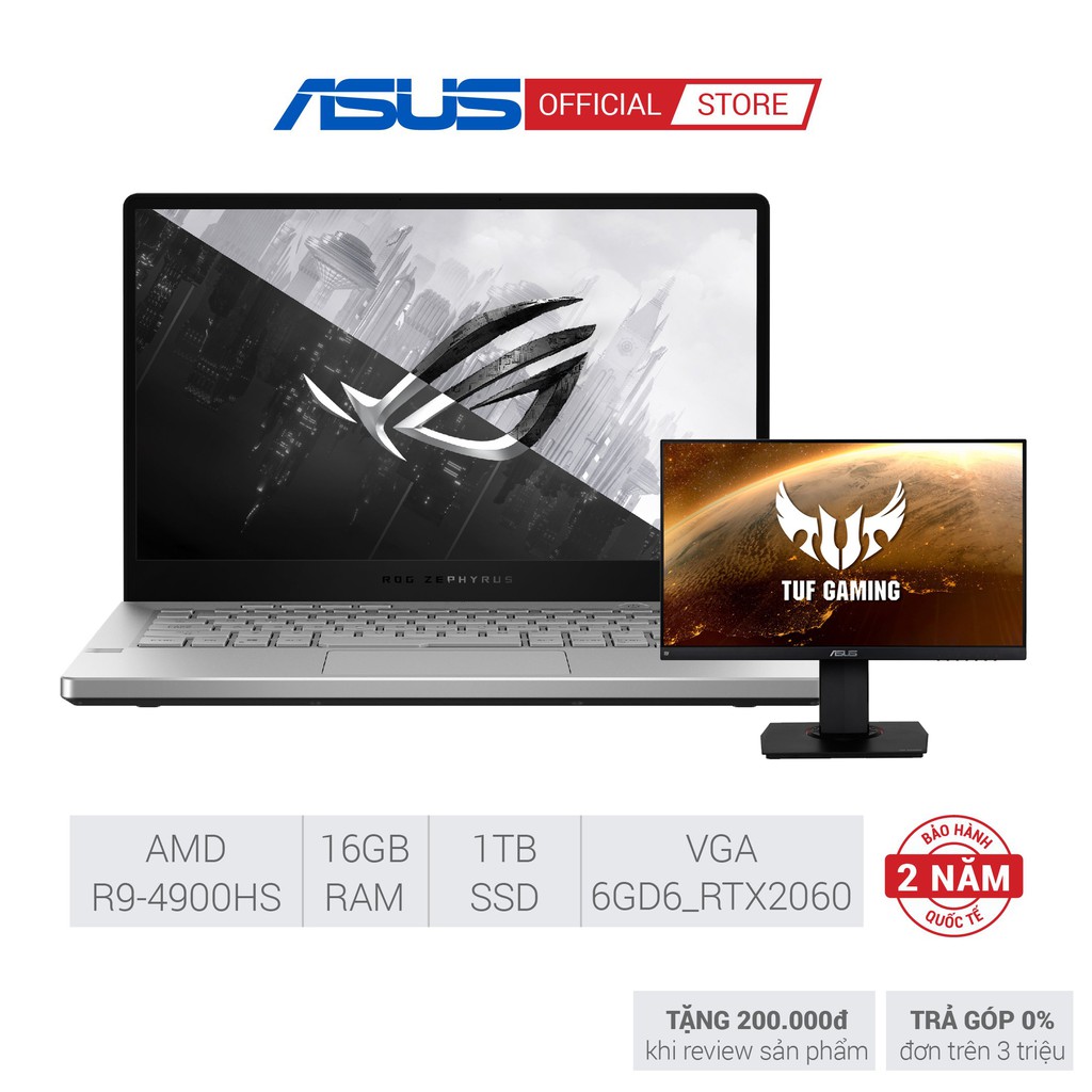 Laptop ASUS Gaming ROG Zephyrus GA401I R9-4900HS | 16GD4 | 1T-PCIE | 14.0WQHD-60Hz | WIFI6 | W10SL | 6GD6_RTX2060 | BigBuy360 - bigbuy360.vn