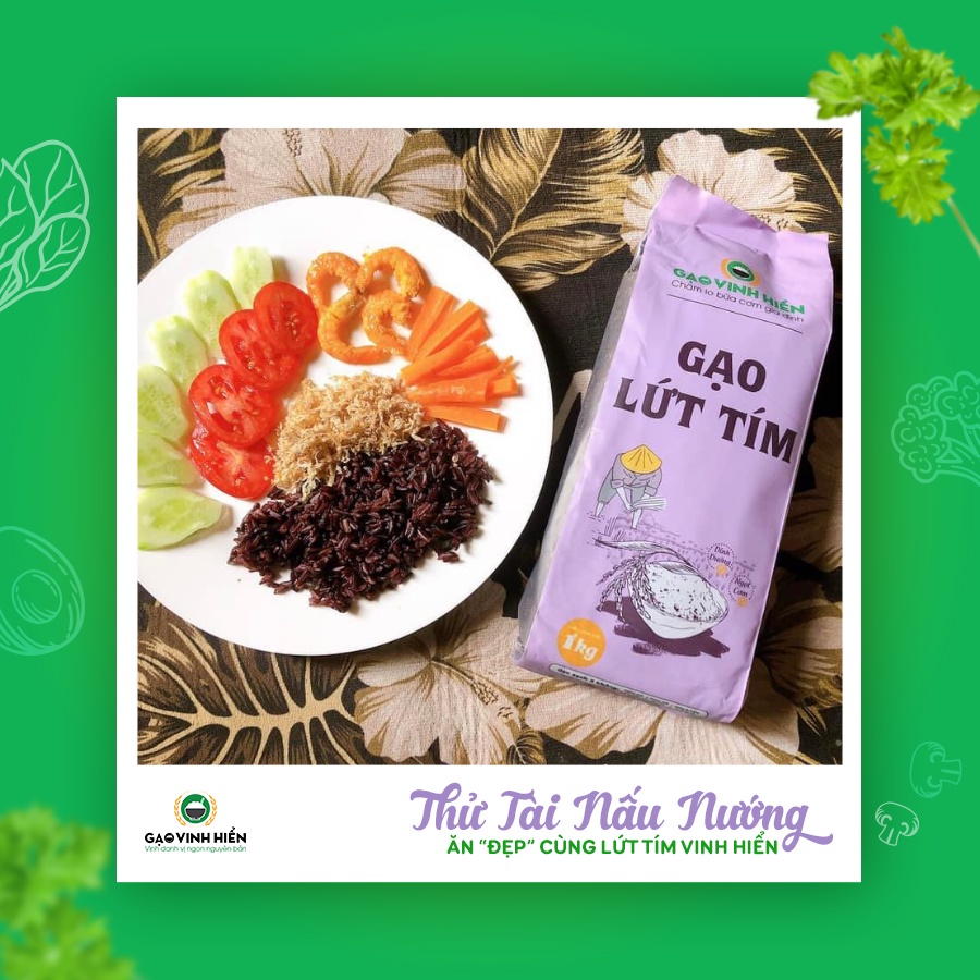 Combo 6 túi Gạo Lứt Tím Vinh Hiển 1kg tặng thêm 1 túi Lứt Đỏ 1kg - Ngọt Cơm, Dinh Dưỡng