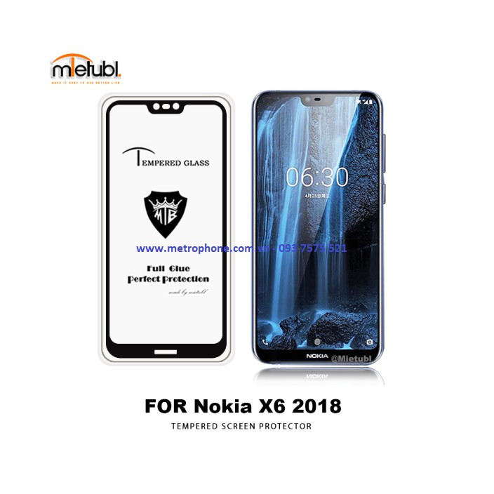 NOKIA X6 2018 / Nokia 6.1 Plus – MIẾNG DÁN CƯỜNG LỰC 5D FULL MÀN HÌNH FULL KEO DÁN