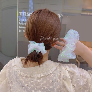 Dây buộc tóc Scrunchies, Cột tóc trắng ánh kim