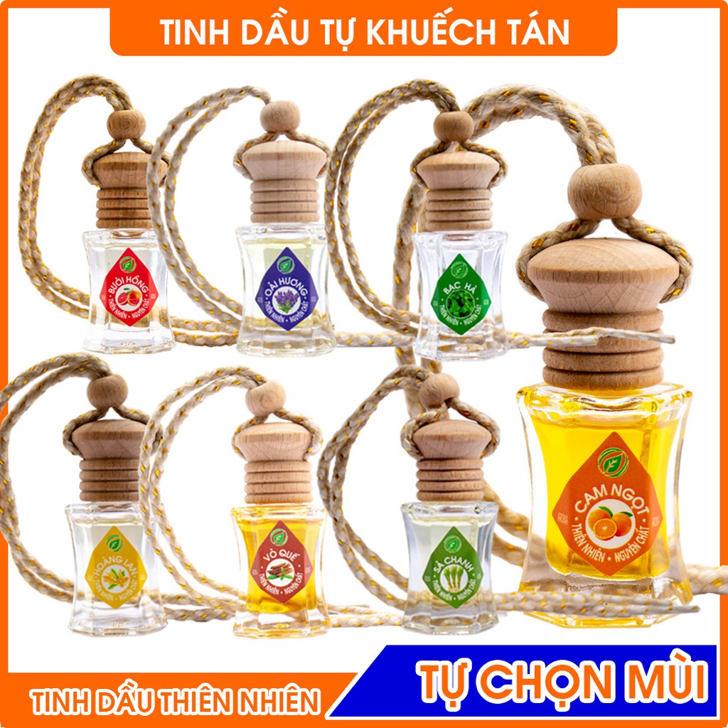 Tinh dầu AROMA nhiều mùi tự khuếch tán, tinh dầu thơm phòng, thơm ô tô, khử mùi, chai lục giác treo