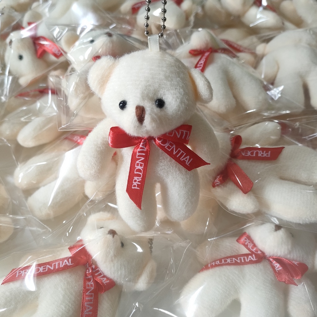 Móc khóa gấu bông in logo bảo hiểm Prudential.