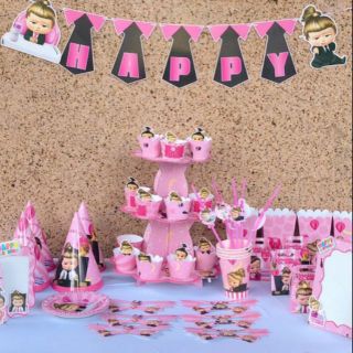 Sét mega trang trí sinh nhật baby boss girl