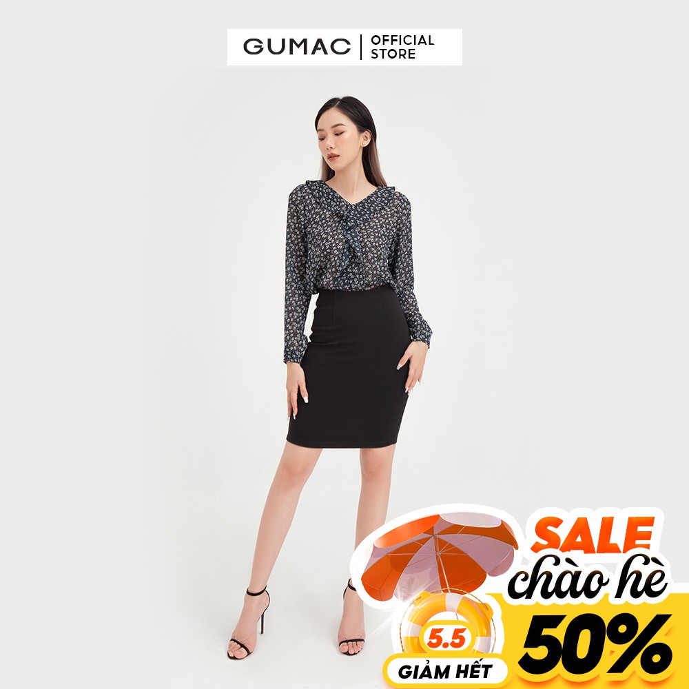 [Mã WABRGU100 giảm 15% đơn 249K tối đa 100k] Áo voan nữ hoa cổ bèo GUMAC phong cách trẻ trung, thanh lịch AB498
