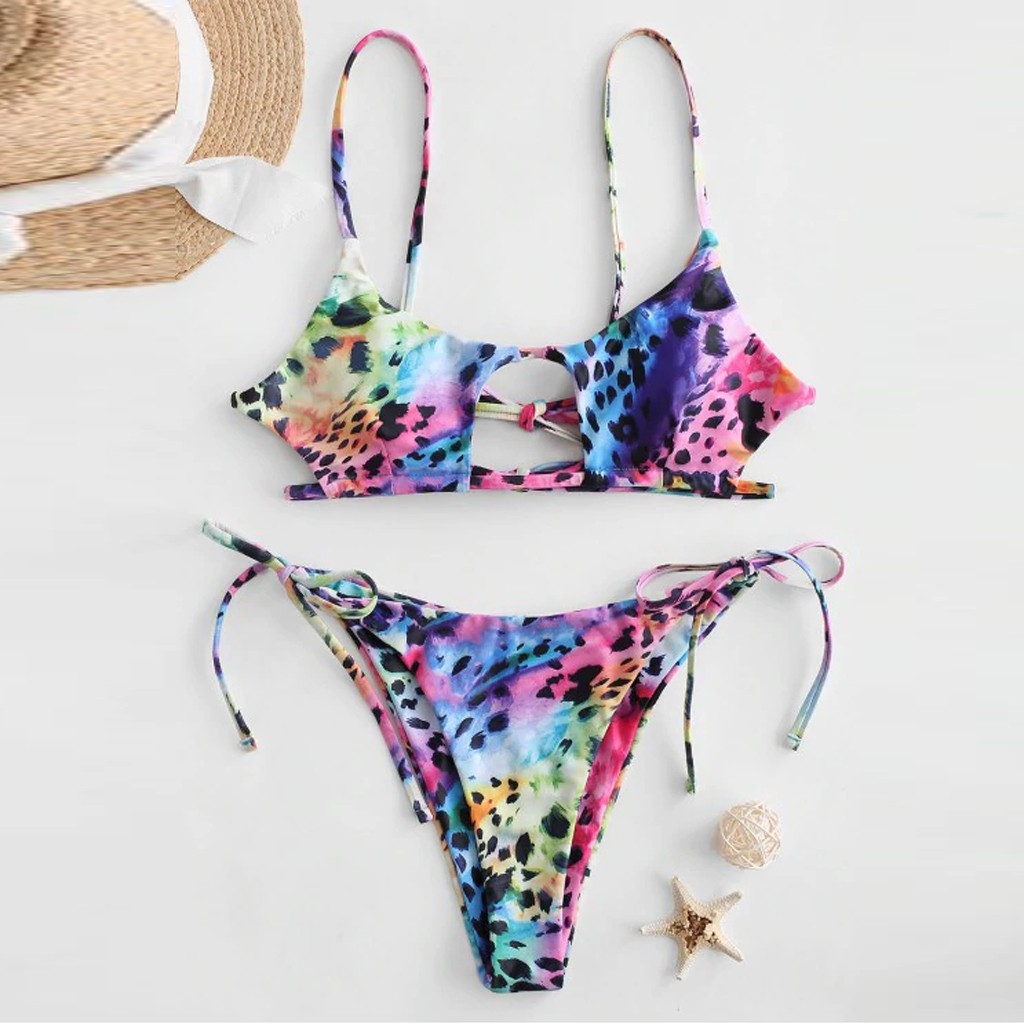 Set bikini hai mảnh họa tiết da rắn kiểu hở quyến rũ cho nữ