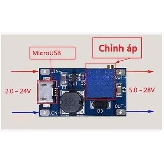 Mạch tăng áp mini ht016: input 2-24vdc | output 5-28vdc
