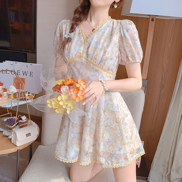 Jumpsuit Ngắn Vải Chiffon In Hoa Thời Trang Mùa Hè 2021