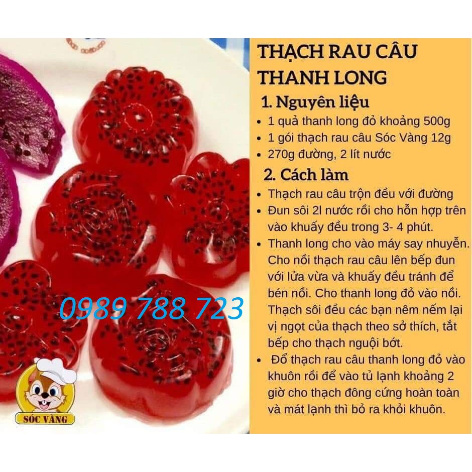 TẶNG CÁCH LÀM - Bột Thạch Rau Câu / Bột Làm Thạch Con Sóc Vàng làm thạch cực ngon