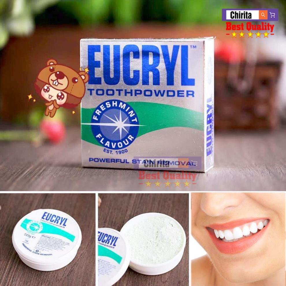 Bột Làm Trắng Răng Eucryl + Kem Đánh Răng Tẩy Trắng Cao Cấp Eucryl (shop có Ap24 và các dòng đánh trắng răng thơm miệng)