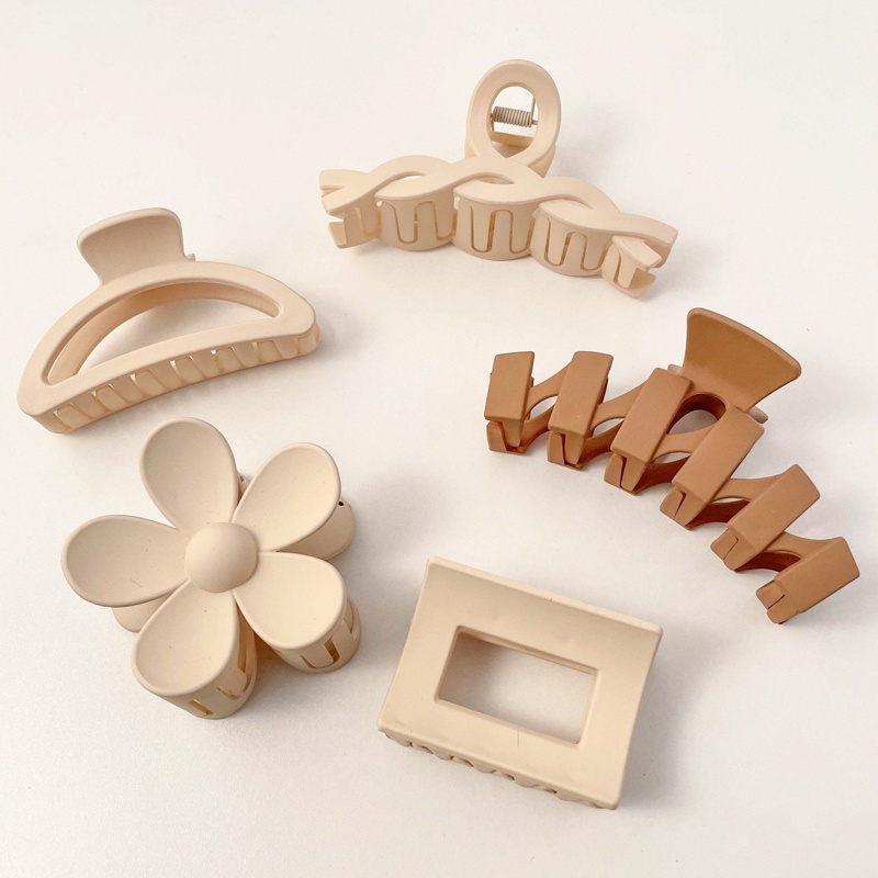 Kẹp Tóc Bằng Acrylic Màu Nâu Cỡ Lớn Phong Cách Retro Thời Trang Cho Nữ