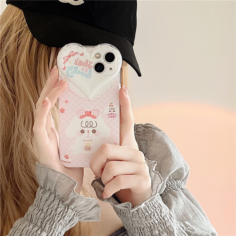 Ốp lưng iphone Ốp Điện Thoại Hình Thỏ Trái Tim Lớn Cho iphone 11/12Pro xs/7/8/Pro/Max/Mini Dinuo case