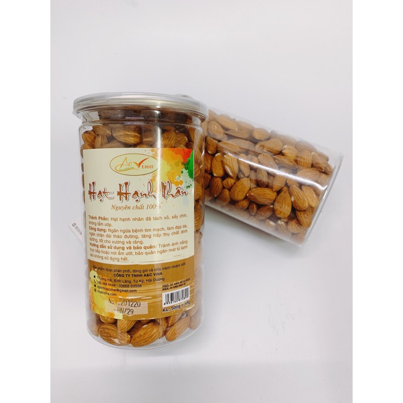 HẠT HẠNH NHÂN AC VINA LỌ 500G/ HẠNH NHÂN TÁCH VỎ