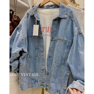 Áo khoác nữ Jean form rộng màu xanh và đen , có ảnh thật mẫu mặc