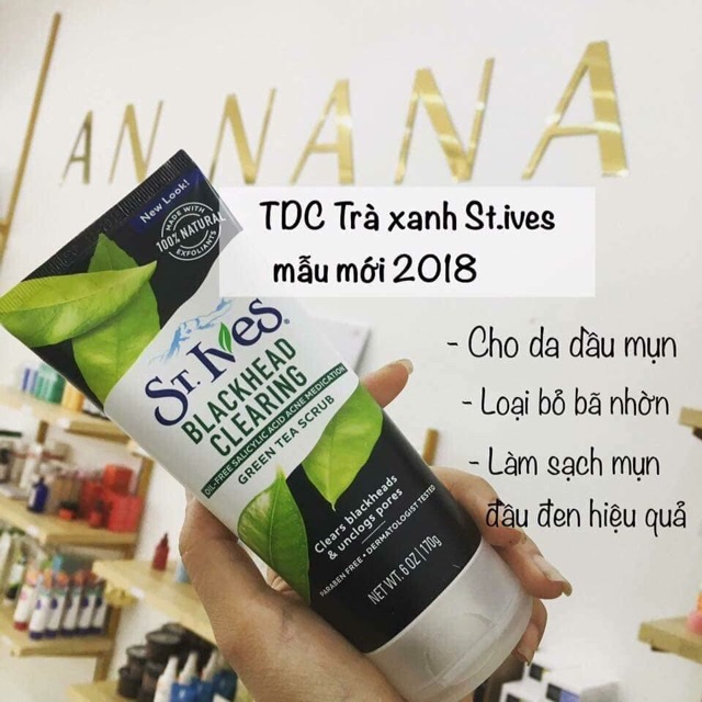 👧👧 Tẩy da chết làm sạch mụn đầu đen chiết xuất trà xanh ST.Ives Blackhead Clearing Green Tea Scrub (Mẫu mới 2018)