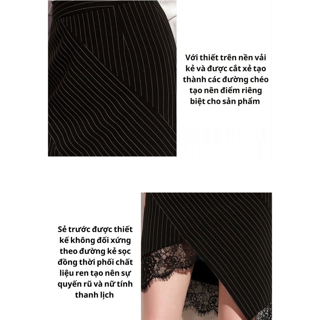Chân váy nữ kẻ body phối ren hai lớp BY AUGUST DESIGN | BigBuy360 - bigbuy360.vn