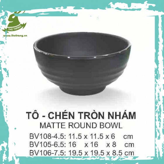 Tô Tròn Cao Cấp Màu Đen Nhám 20cm SRITHAI SUPERWARE BV106-7.5 DN - Chính Hãng