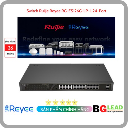 Thiết bị mạng Switch Ruijie Reyee RG-ES126G-LP-L 24-Port Gigabit Unmanaged Switch