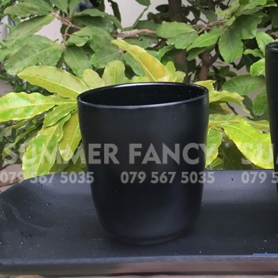 Ly nhựa 7.7 x 8.4 cm melamine phíp đen nhám ~ 180ml, nâu  - Cup mug F-LY28