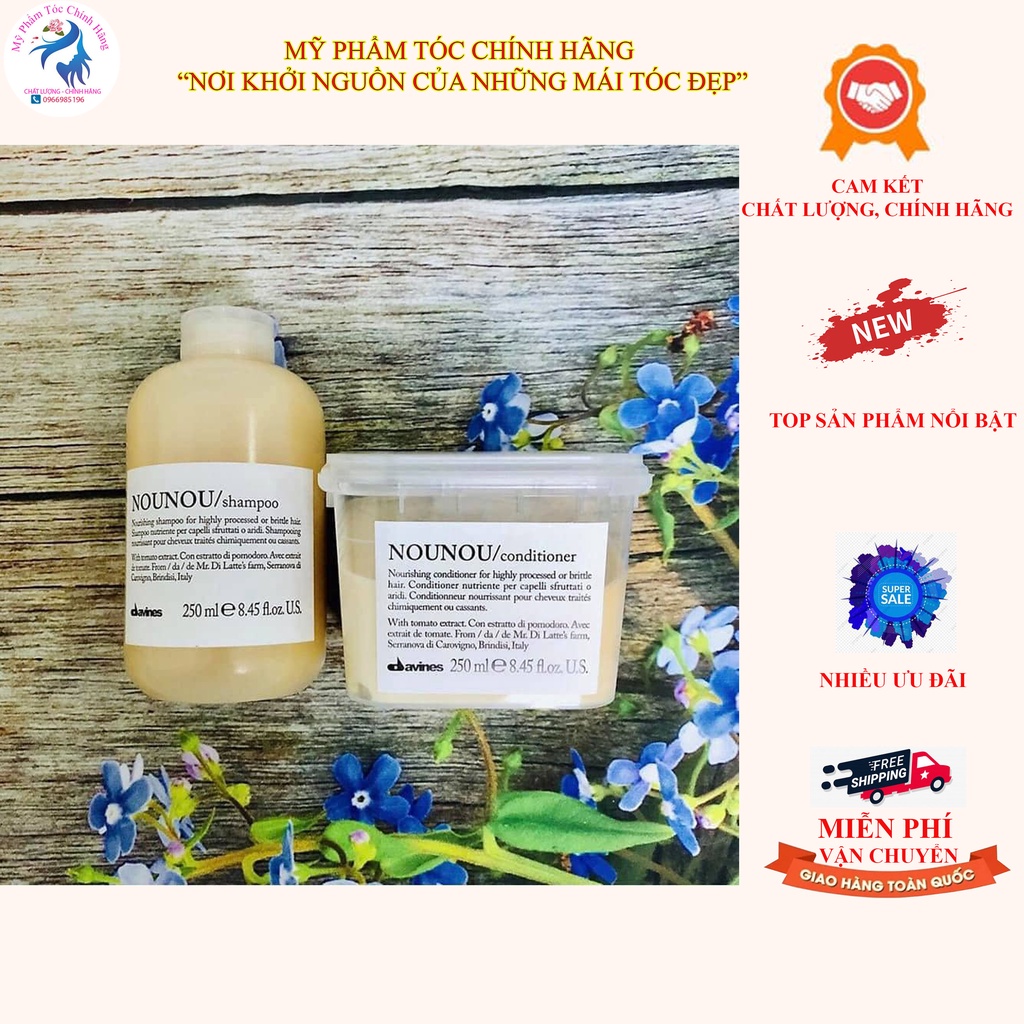 🇮🇹Chính hãng 🇮🇹 Davines Nounou Cặp gội xả phục hồi tóc hư tổn