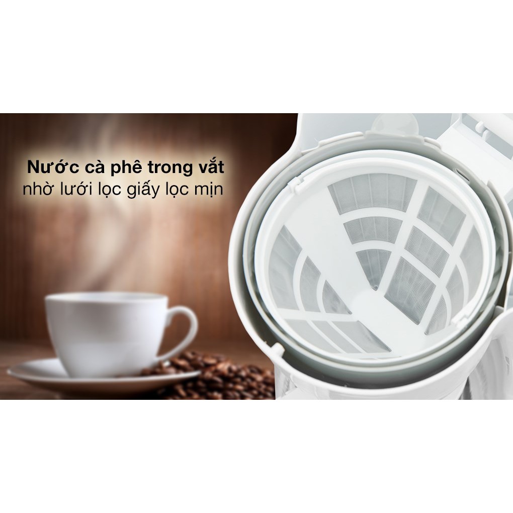 Máy pha cà phê bột và giữ ấm dạng phễu lọc 1.5L Electrolux ECM1303W 870W màu trắng  - Hàng chính hãng