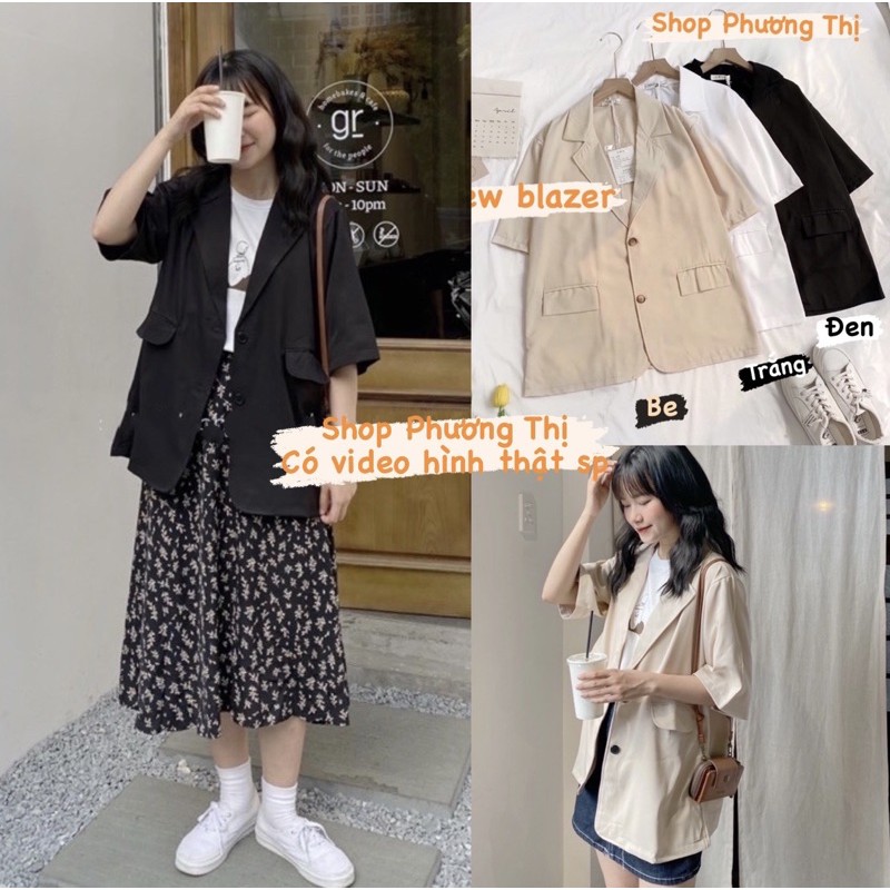 Áo blazer tay ngắn 1 lớp ulzzang (video/hình thật/sẵn)