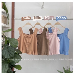 Áo 2s nữ bảng to xoè cột nơ trước 3 màu freesize Pumi