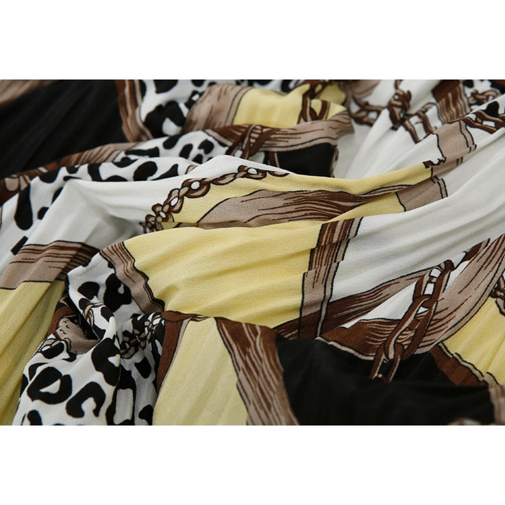 High Waist Chiffon Pleated Printed Plus Size A-line Midi Skirt | BigBuy360 - bigbuy360.vn