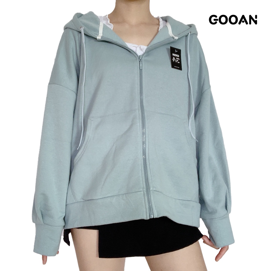 Áo khoác chống nắng nỉ bông nữ đẹp trơn form rộng basic ulzzang unisex - Gooan