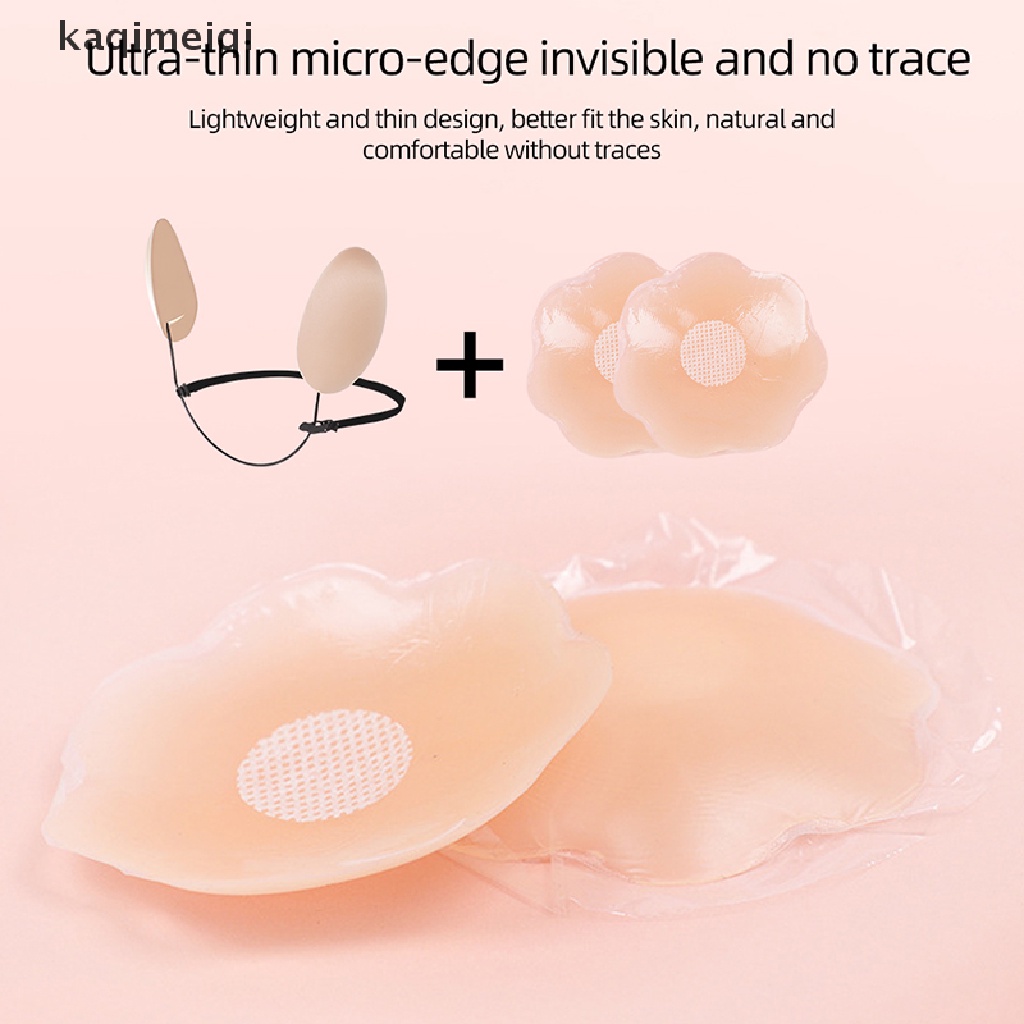 [KAQ] Thin Gather Nipple Patch Underwear Deep Plunge Bra Kit Push-up Frontless Bra GJL