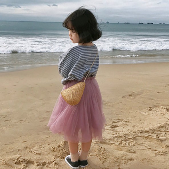 Chân Váy Xòe Phối Lưới Xinh Xắn Cho Bé Gái