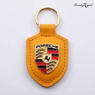 Móc Khóa Hình Logo Porsche Bằng Da