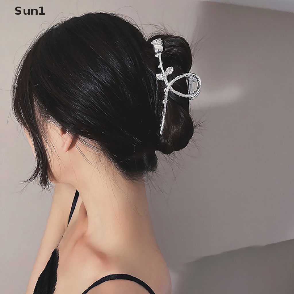 Kẹp tóc càng cua hình hoa hồng bằng kim loại cho nữ