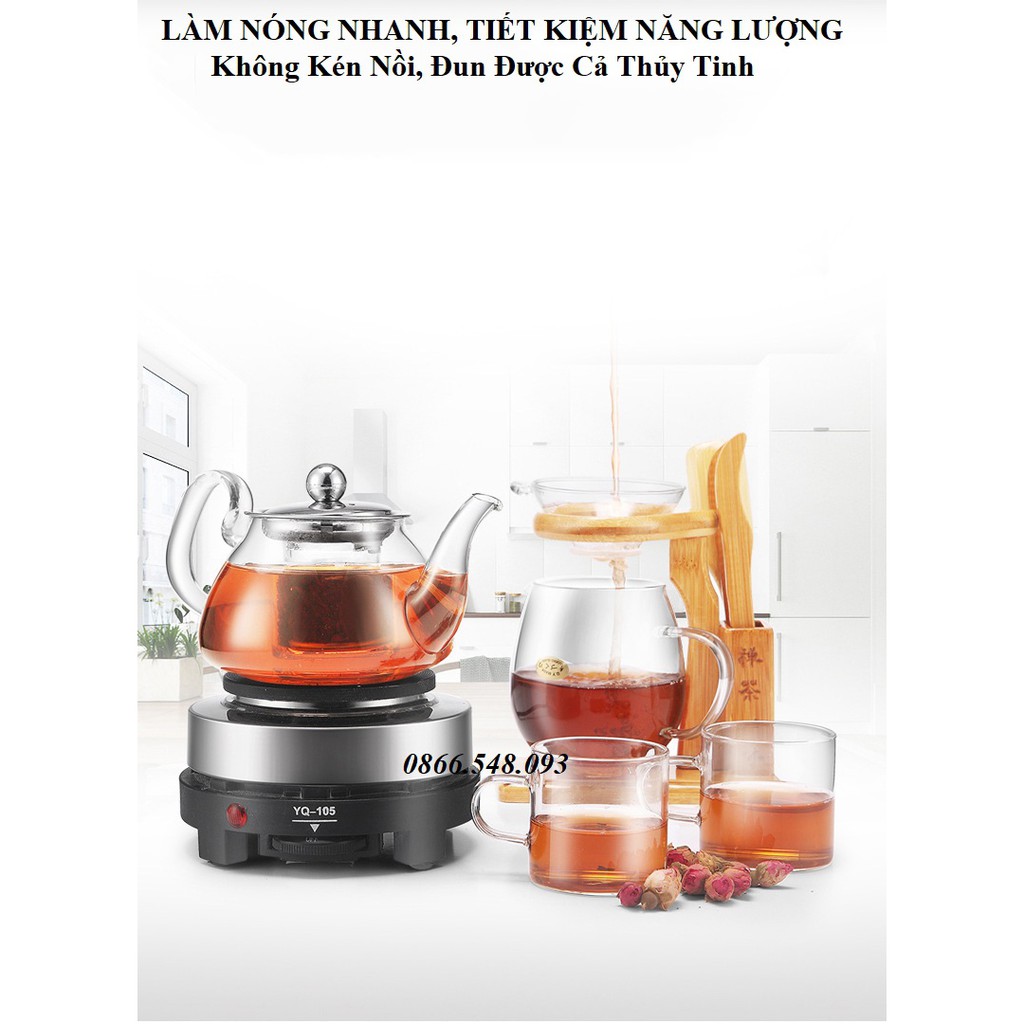 Combo bếp điện mini YQ-105/ 500W +  ấm cafe moka 300ml/6cup