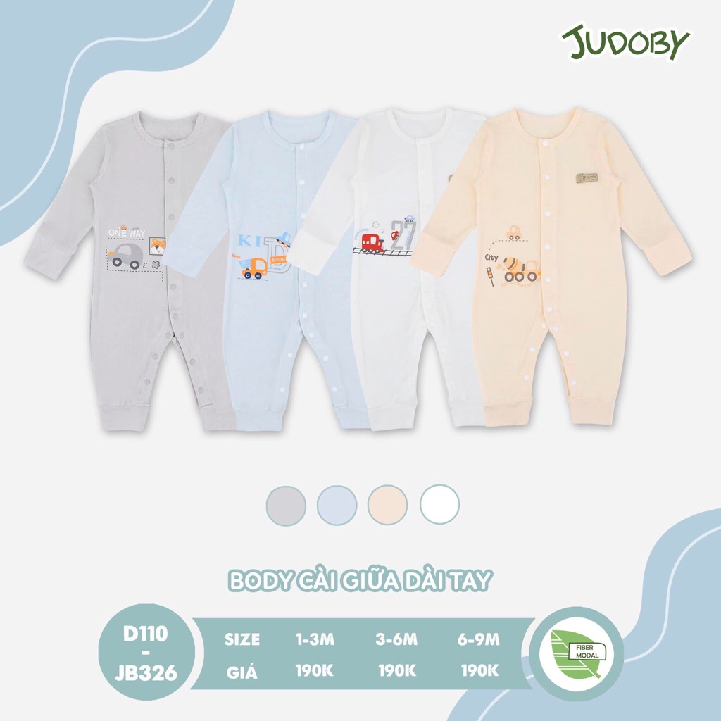 JB326 Body sơ sinh liền thân cài vai dài tay Judoby (3-9M)