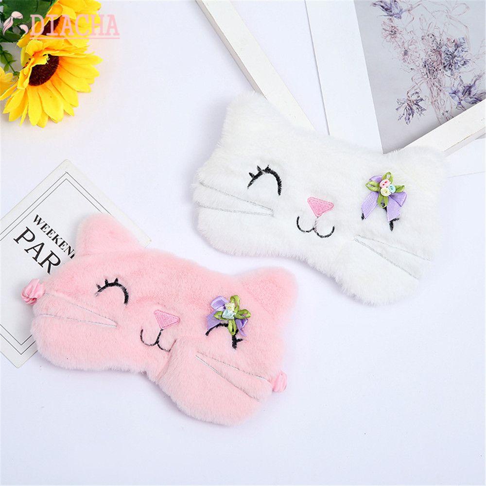 Miếng bịt mắt ngủ bảo vệ mắt vải lông mềm mại hình mèo nhiều màu sắc dễ thương cho du lịch