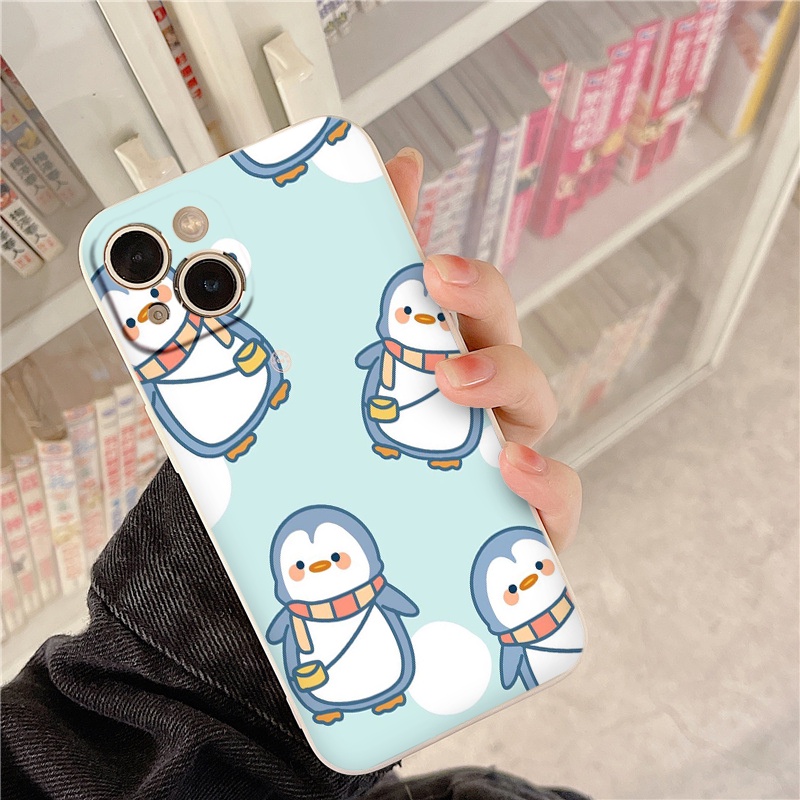 Ốp điện thoại iphone mềm hình chim cánh cụt ốp iPhone 12 13 11 PRO MAX 6/6s 7/8plus SE2 X/XS XR XS MAX vuông cạnh