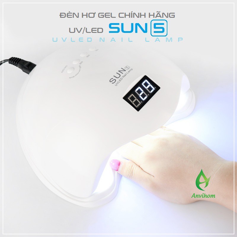 MÁY HƠ GEL- MÁY SẤY MÓNG - ĐÈN SẤY MÓNG SUN 5 TEM XANH CHÍNH HÃNG 48W UV/LED DỤNG CỤ LÀM MÓNG NAIL ANVIHOM
