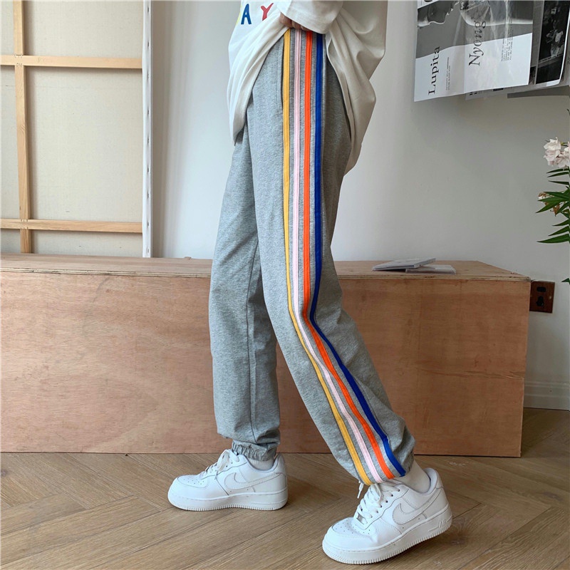 Quần ống rộng Họa Tiết Kẻ Sọc Đơn Giản Phong Cách Hàn Quốc