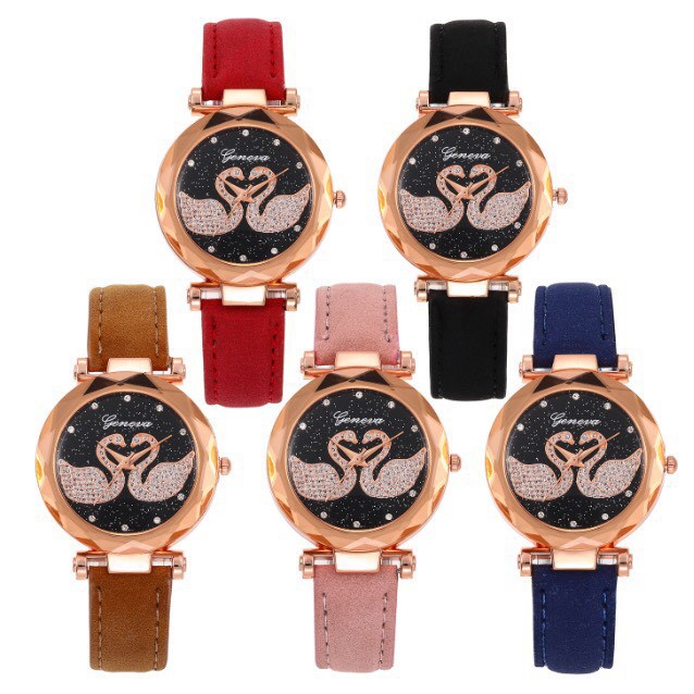 ĐỒNG HỒ NỮ GENEVA DÂY DA MẶT HÌNH THIÊN NGA CỰC ĐẸP (NHIỀU MÀU) | BigBuy360 - bigbuy360.vn